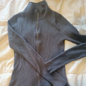 Beldini fitted silver rhinestone zipper cardigan sweater. (Fancy!) Size M.
